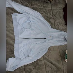 AE crop baby blue hoodie zip up size L